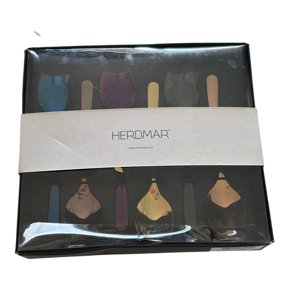 Herdmar Portugal Multicolor Titanium PVD Ice Cream Espresso Spoon Set Boxed 6 Pc